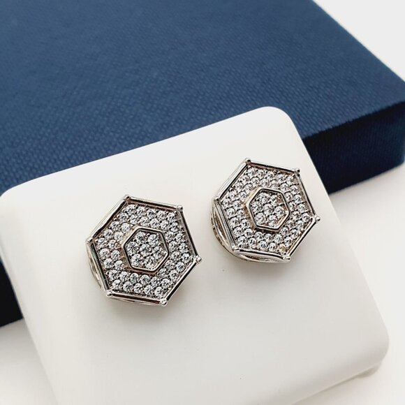 "925 Sterling Silver Plated CZ Earrings, EVBRS445 - Picture 3 of 9